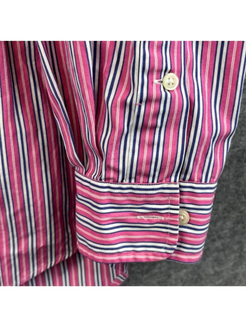 Ralph Lauren Mens 15-1/2 Classic Fit Button-Down Shirt Pink Striped Long Sleeve